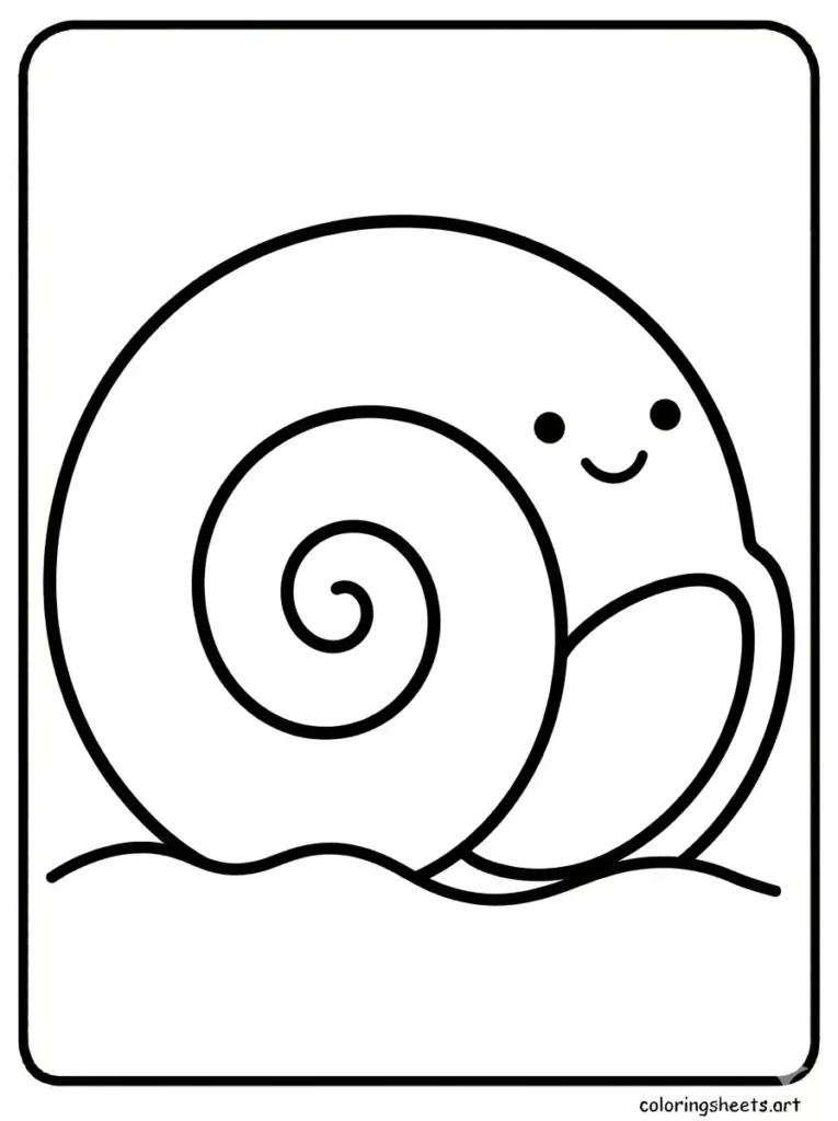 Free printable ocean coloring pages for kids toddlers with a simple smiling seashell to color