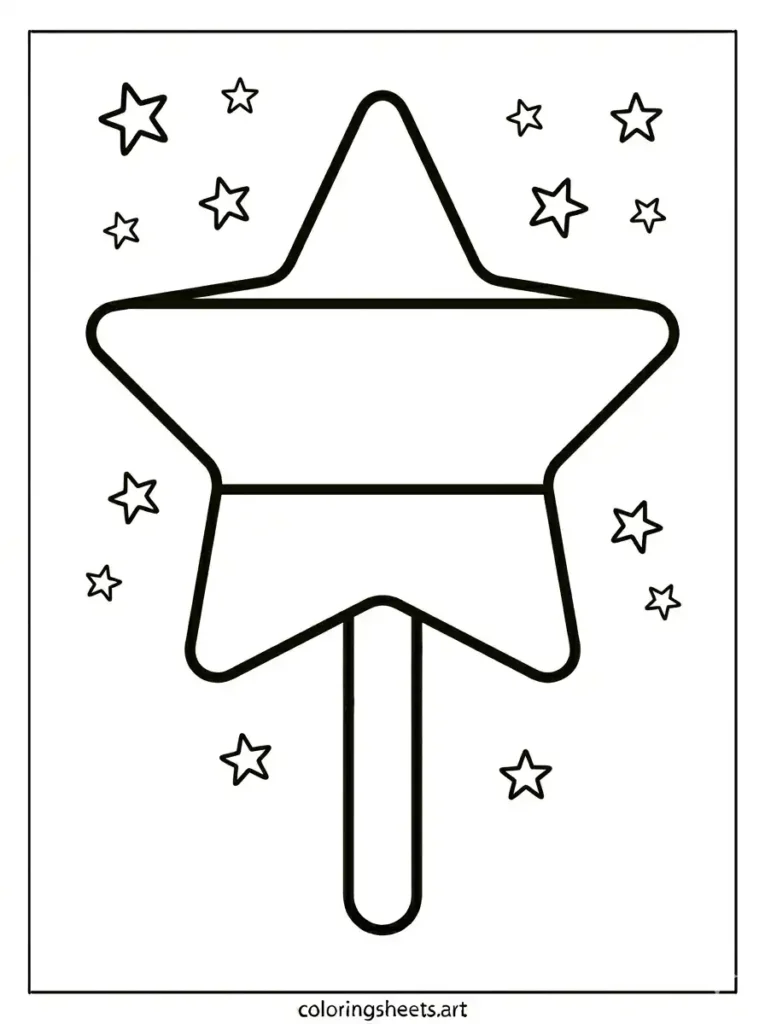 Star shaped layered popsicle coloring sheet for kids