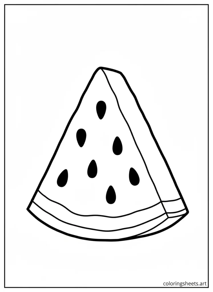 Big juicy watermelon slice summer fun coloring page for kids free printable