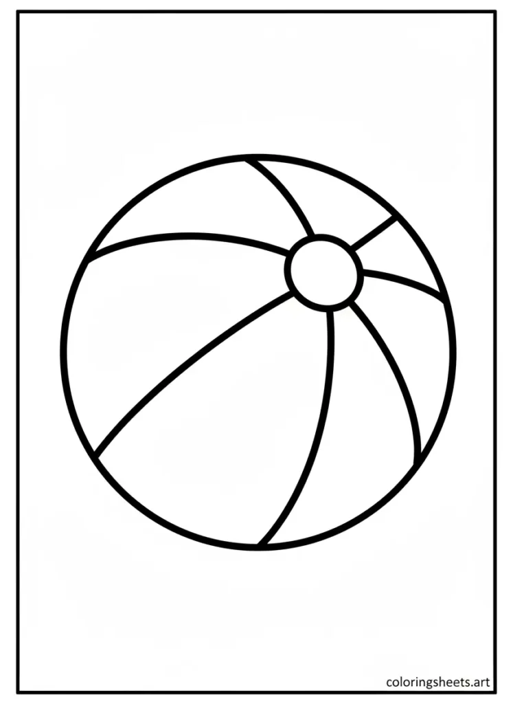 Easy beach ball summer fun coloring page for toddlers free printable