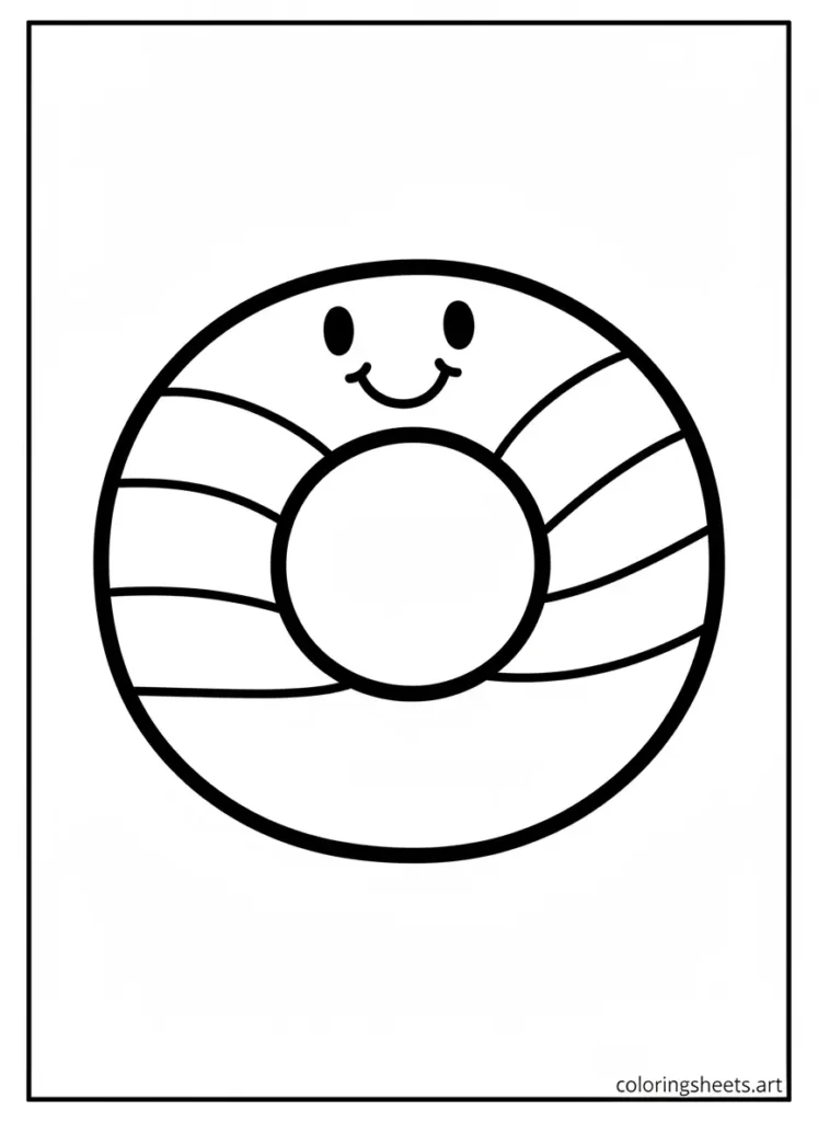Simple pool floatie ring summer fun coloring page for toddlers printable PDF