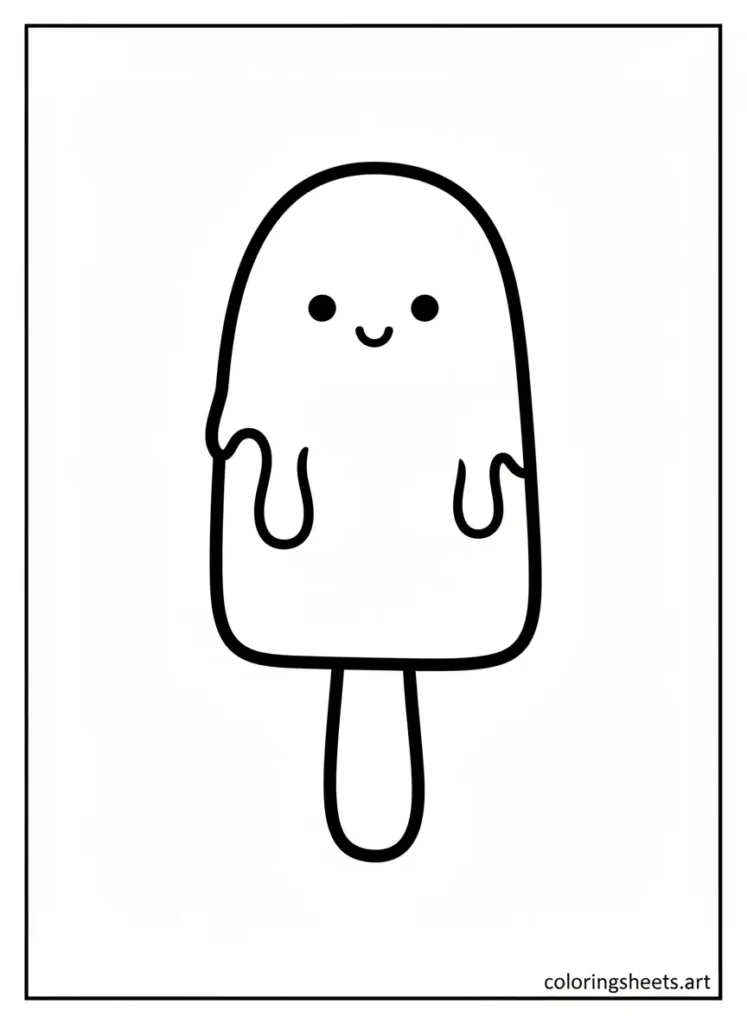 Simple popsicle summer fun coloring page for toddlers printable PDF