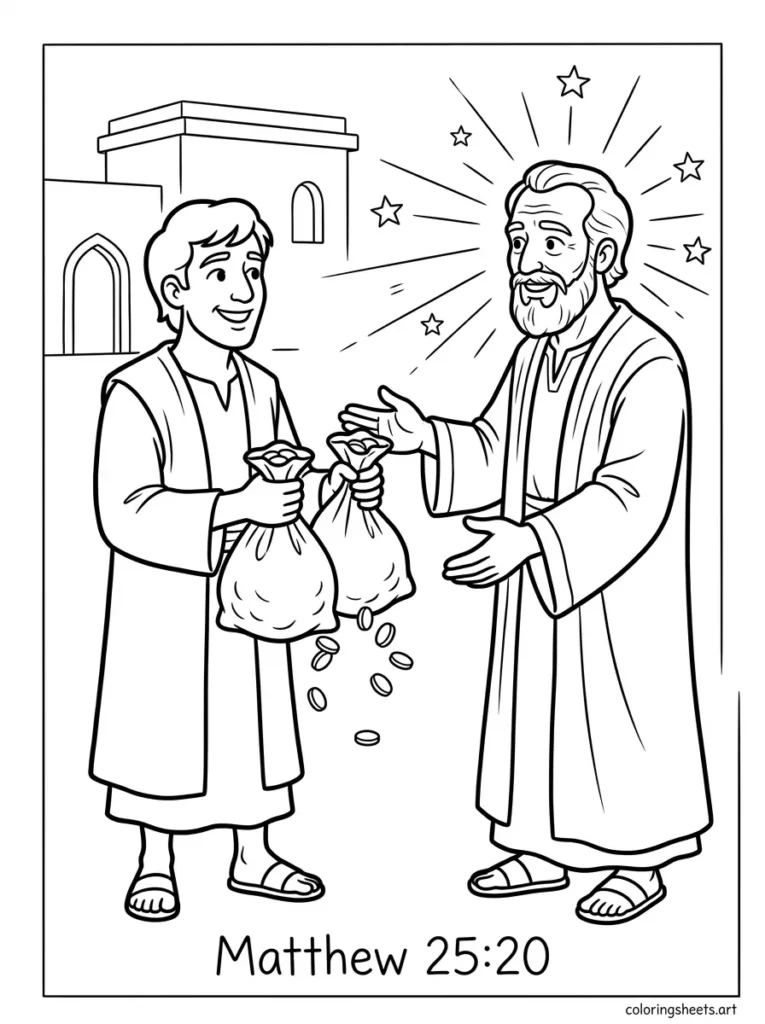 Parable of the talents faithful servant Sunday school Bible coloring page Matthew 25