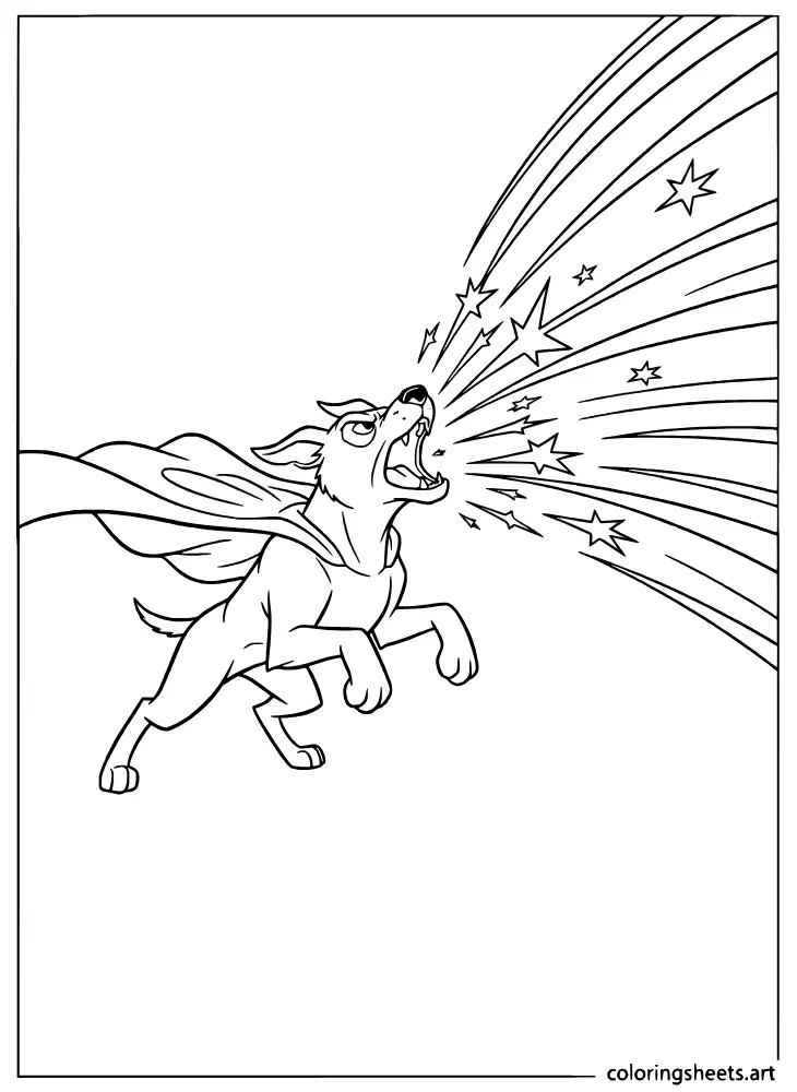Krypto the Superdog super bark attack with sonic waves coloring page