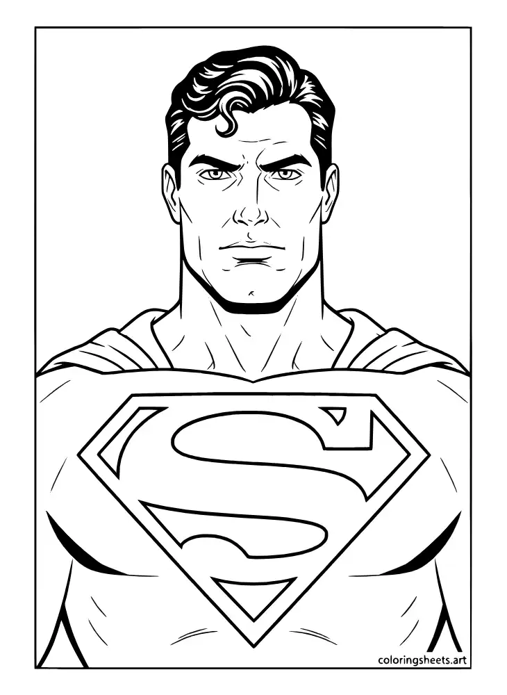 Superman S shield emblem close up coloring page for kids