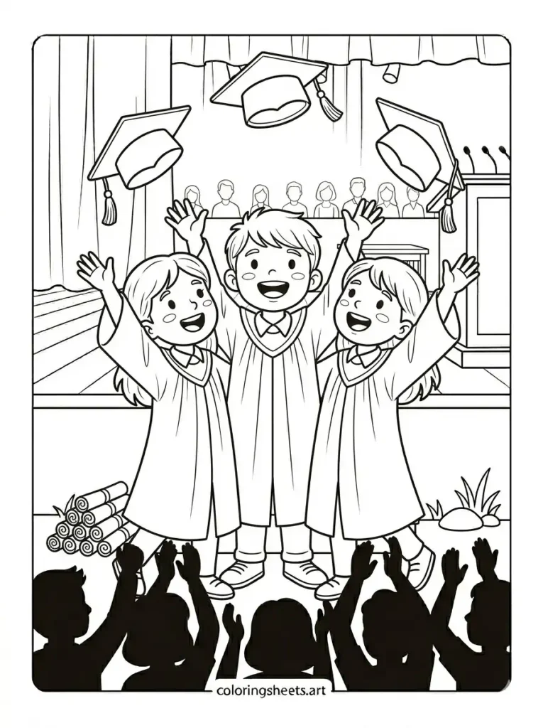 Throwing cap graduation coloring sheets printable pdf group