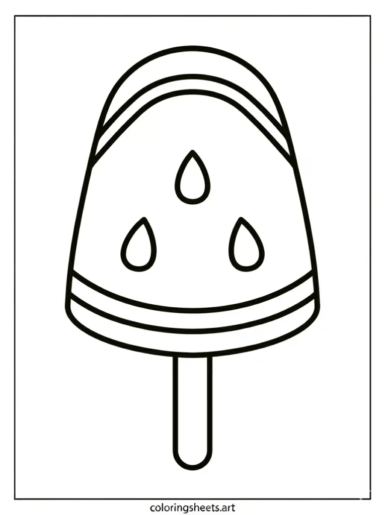 Watermelon slice ice bar simple coloring page for toddlers