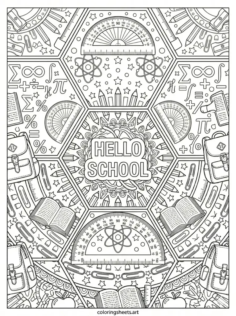 Welcome slate grid welcome back to school coloring pages for adults free printable