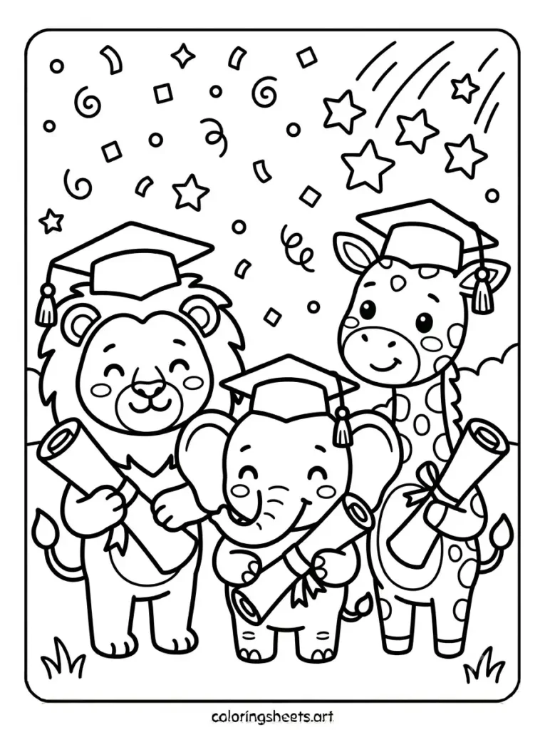 Zoo animals coloring pages graduation day zoo printable for kids