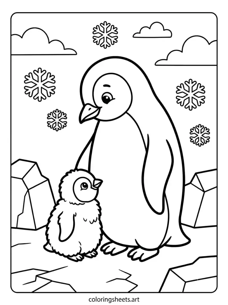Free printable zoo animals coloring pages penguin chick with parent for toddler