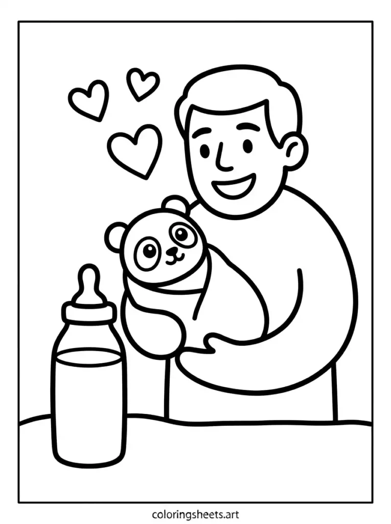 Free printable zoo animals coloring pages zookeeper holding baby panda for toddlers